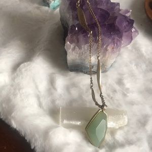 Gilded Reeds Aventurine Long Pendant- C+I